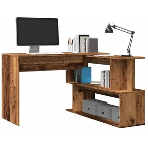 vidaXL Bureau d'angle vieux bois 200,5x50x76 cm bois d'ingénierie pas cher