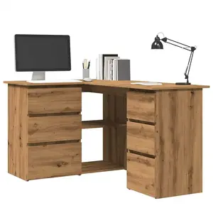 vidaXL Bureau d'angle chêne artisanal 145x100x76 cm bois d'ingénierie pas cher