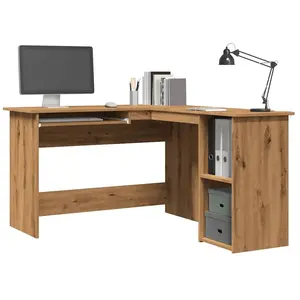 Comparateur de prix : vidaXL Bureau d'angle chêne artisanal 120x140x75 cm bois d'ingénierie