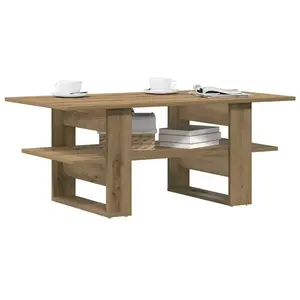 vidaXL Table basse chêne artisanal 102x55x42 cm bois d'ingénierie pas cher