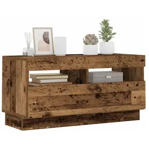vidaXL Meuble TV avec lumières LED vieux bois bois d'ingénierie pas cher