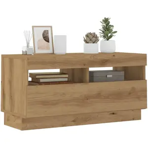 vidaXL Meuble TV avec lumières LED chêne artisanal bois d'ingénierie pas cher
