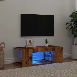 vidaXL Meuble TV avec lumières LED vieux bois bois d'ingénierie pas cher