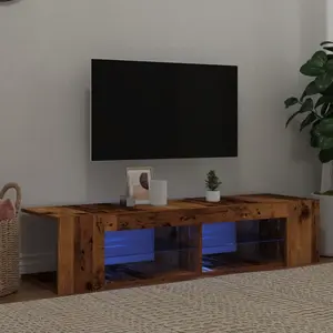 vidaXL Meuble TV avec lumières LED vieux bois bois d'ingénierie pas cher