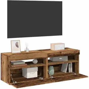 Comparateur de prix : vidaXL Meubles TV avec lumières LED 2 pcs vieux bois bois d'ingénierie