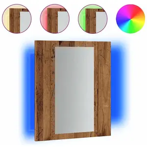 vidaXL Armoire de salle de bain à miroir LED vieux bois 40x12x45 cm pas cher