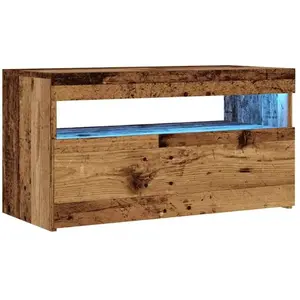 vidaXL Meuble TV avec lumières LED vieux bois bois d'ingénierie pas cher