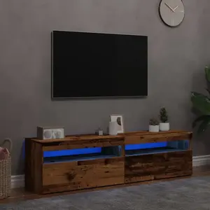 vidaXL Meubles TV avec lumières LED 2 pcs vieux bois bois d'ingénierie pas cher