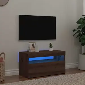 vidaXL Meuble TV avec lumières LED chêne artisanal bois d'ingénierie pas cher