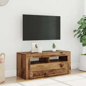 vidaXL Meuble TV avec lumières LED vieux bois bois d'ingénierie pas cher