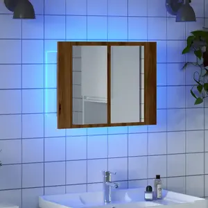 vidaXL Armoire à miroir LED chêne artisanal 60x12x45cm bois ingénierie pas cher