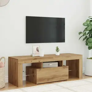 vidaXL Meuble TV avec lumières LED chêne artisanal bois d'ingénierie pas cher