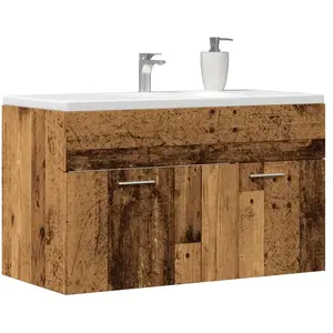Comparateur de prix : vidaXL Armoire lavabo de salle de bain vieux bois bois d'ingénierie