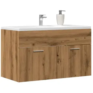vidaXL Armoire lavabo de salle de bain chêne artisanal bois ingénierie pas cher
