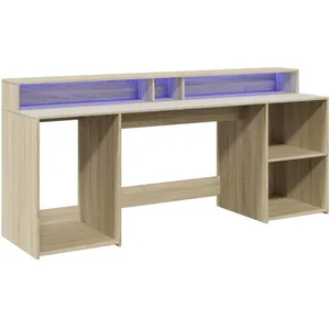 Bureau avec lumières LED chêne sonoma bois d'ingénierie vidaXL pas cher