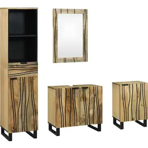 vidaXL Ensemble de mobilier de salle de bain 4 pcs Marron Large pas cher
