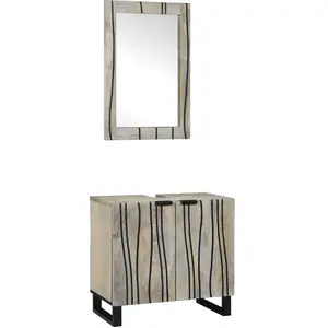 vidaXL Ensemble de mobilier de salle de bain avec étagère 2 pcs Blanc pas cher