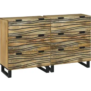 vidaXL Dressoir Set 2 pcs Naturel 60 x 33,5 x 75 cm Massief Mango Hout pas cher