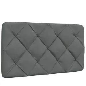 vidaXL Coussin de tête de lit gris foncé 90 cm tissu pas cher