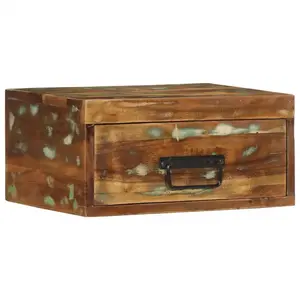 vidaXL Table de chevet murale bois massif de récupération pas cher