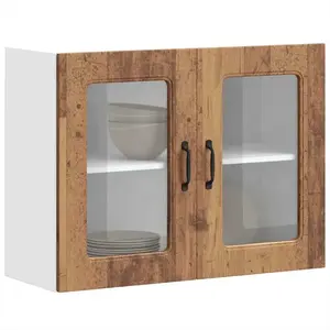 vidaXL Armoire murale de cuisine avec porte en verre Kalmar vieux bois pas cher