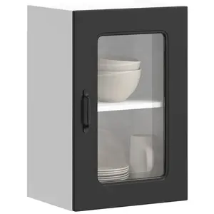 vidaXL Armoire murale de cuisine avec porte en verre Kalmar noir pas cher