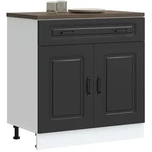vidaXL Armoire de cuisine Kalmar noir bois d'ingénierie pas cher