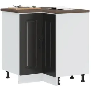 vidaXL Armoire d'angle de cuisine Kalmar noir bois d'ingénierie pas cher