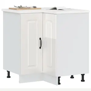 vidaXL Armoire d'angle de cuisine Kalmar blanc brillant pas cher
