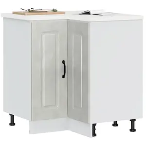 vidaXL Armoire d'angle de cuisine Kalmar gris béton bois d'ingénierie pas cher