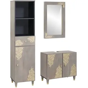 Comparateur de prix : vidaXL Ensemble de mobilier de salle de bain avec tiroir 3 pcs Gris