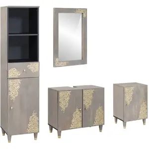 Comparateur de prix : vidaXL Ensemble de mobilier de salle de bain avec tiroir 4 pcs Gris