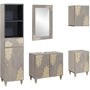 Comparateur de prix : vidaXL Ensemble de mobilier de salle de bain avec tiroir 5 pcs Gris