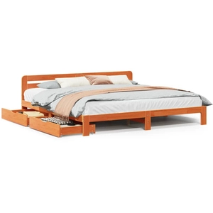 vidaXL Cadre de lit sans matelas cire marron 180x200cm bois pin massif pas cher