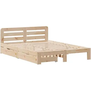 vidaXL Vidaxl Cadre De Lit Sans Matelas 135x190 Cm Bois De Pin Massif pas cher