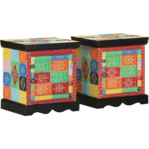 vidaXL Table de chevet multicolore 2 pcs 40x35x45 cm pas cher