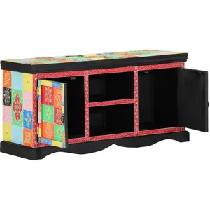 vidaXL Meuble TV Multicolore 100 x 35 x 50 cm Bois de mangue massif pas cher