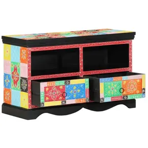 vidaXL Meuble Tv Vidaxl Multicolore 80x35x50 Cm En Bois De Mangue pas cher