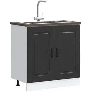 vidaXL Meuble bas pour évier Kalmar noir 80x46x81,5 cm bois ingénierie pas cher