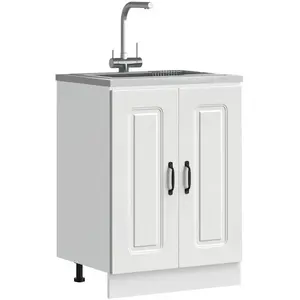 vidaXL Meuble bas pour évier Kalmar blanc 60x46x81,5cm bois ingénierie pas cher