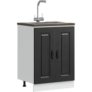 vidaXL Meuble bas pour évier Kalmar noir 60x46x81,5 cm bois ingénierie pas cher