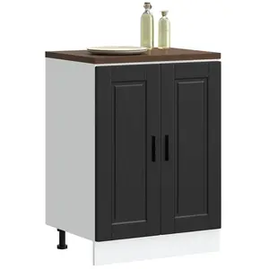 Armoire de cuisine Porto noir bois d'ingénierie vidaXL pas cher
