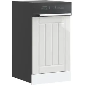 vidaXL Panneau de lave-vaisselle Lucca blanc brillant bois ingénierie pas cher