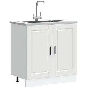 Meuble bas pour évier Porto blanc 80x46x81,5 cm bois ingénierie vidaXL pas cher