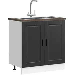 Meuble bas pour évier Porto noir 80x46x81,5 cm bois ingénierie vidaXL pas cher