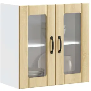 vidaXL Armoire murale de cuisine et porte en verre Lucca chêne sonoma pas cher