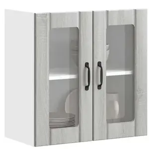 vidaXL Armoire murale de cuisine et porte en verre Lucca sonoma gris pas cher