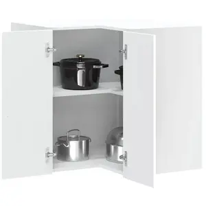 vidaXL Armoire d'angle murale de cuisine Lucca blanc bois d'ingénierie pas cher