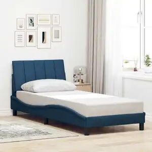 vidaXL Vidaxl Cadre De Lit Sans Matelas Bleu 90x190 Cm Tissu pas cher