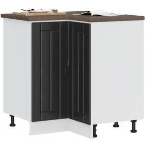 vidaXL Armoire d'angle de cuisine Lucca noir bois d'ingénierie pas cher